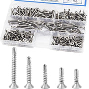 Set di Viti a Tappo Autoimpiantabili in Acciaio Inossidabile - 260 Viti - Diverse Dimensioni - Argento