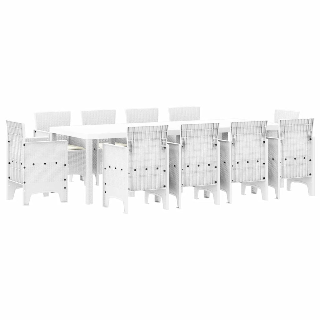 Set da Pranzo per Giardino 11 pcs Bianco Polipropilene