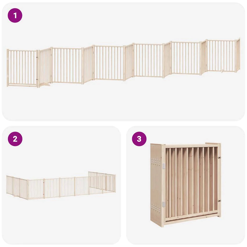 Cancelletto di sicurezza per animali domestici porta pieghevole 12 pannelli legno di pioppo marrone 02_0023173