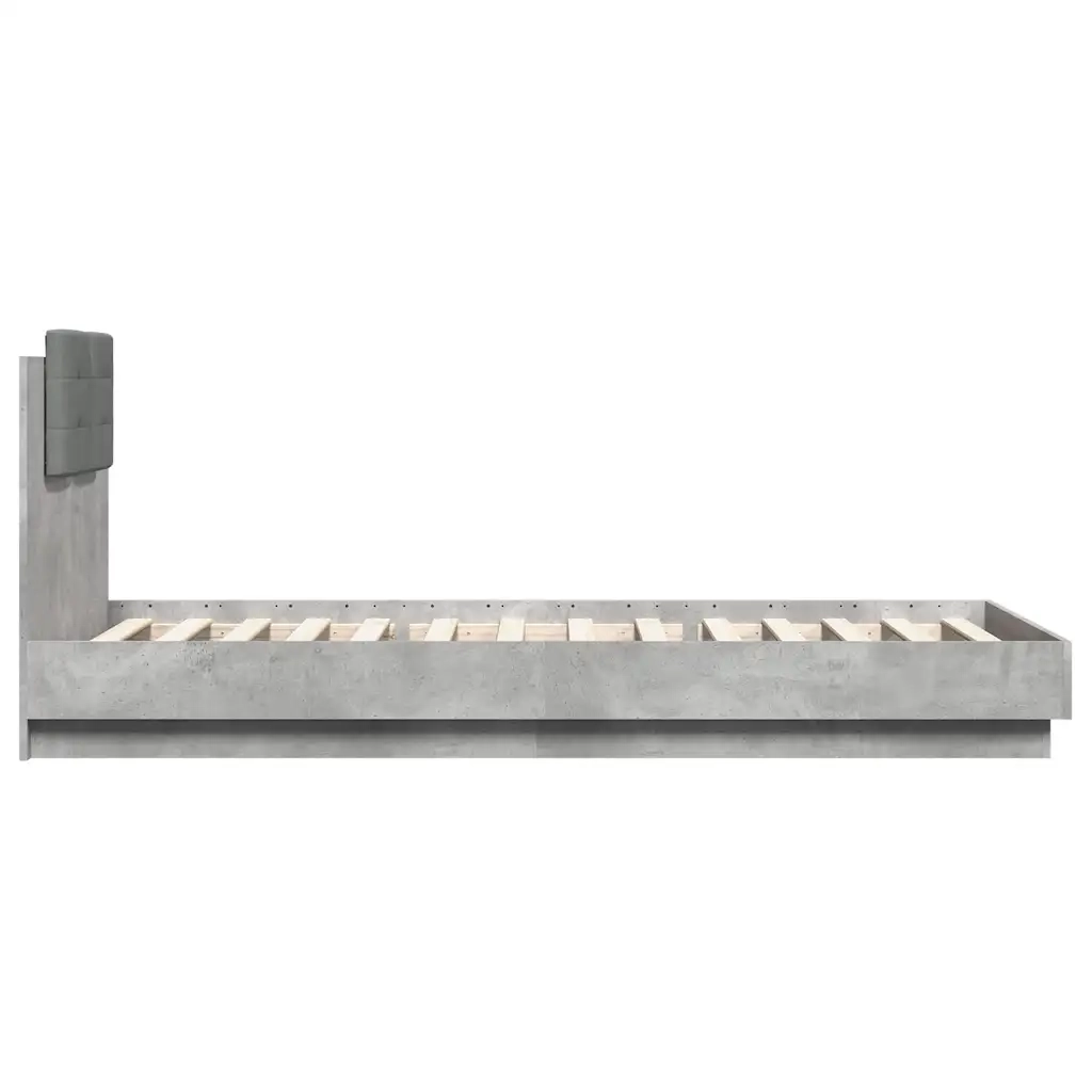 Giroletto con Testiera e LED-Struttura Letto con testiera Grigio Cemento 100x200 cm 306346