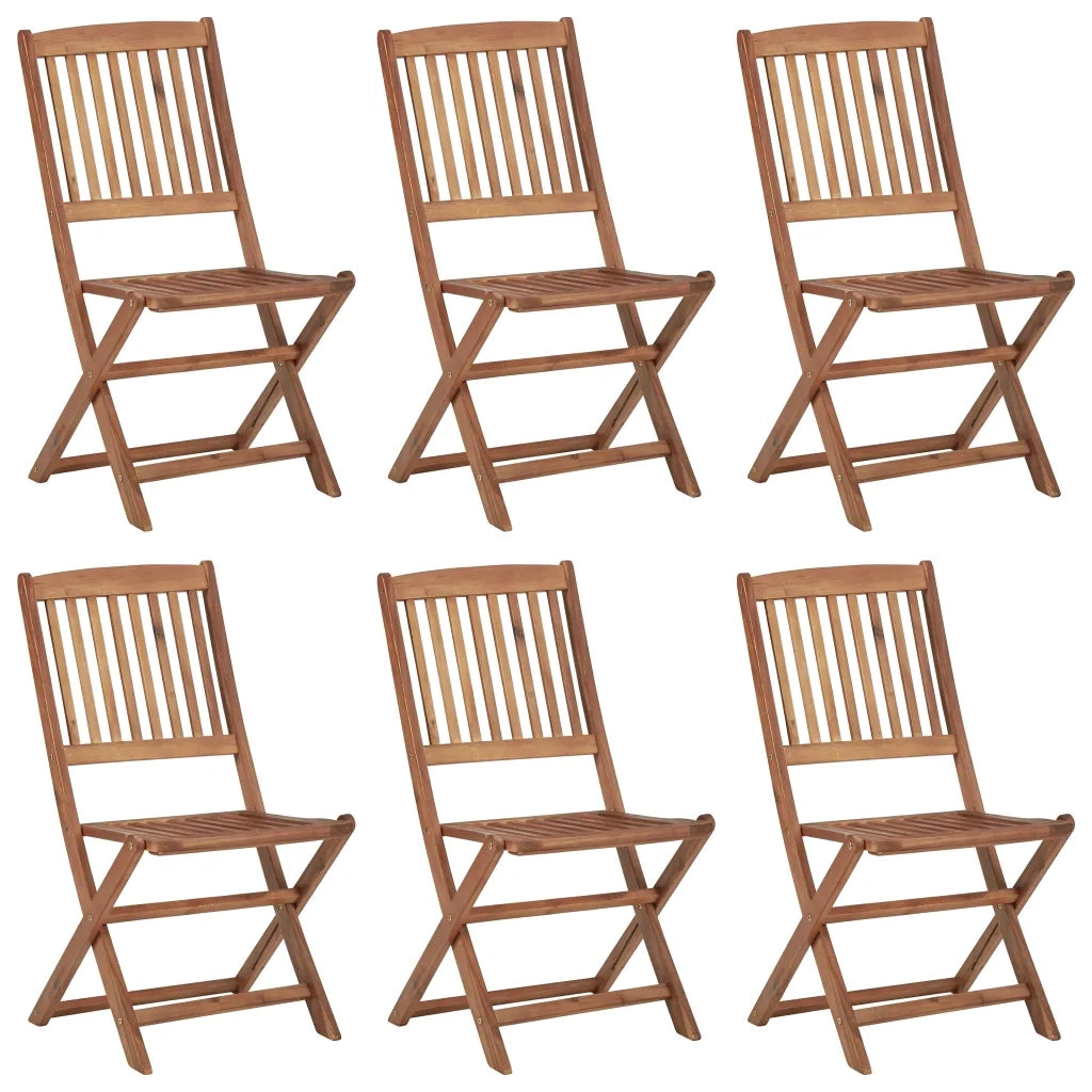 Sedie da Giardino Pieghevoli 6 pz con Cuscini Massello Acacia 3065511