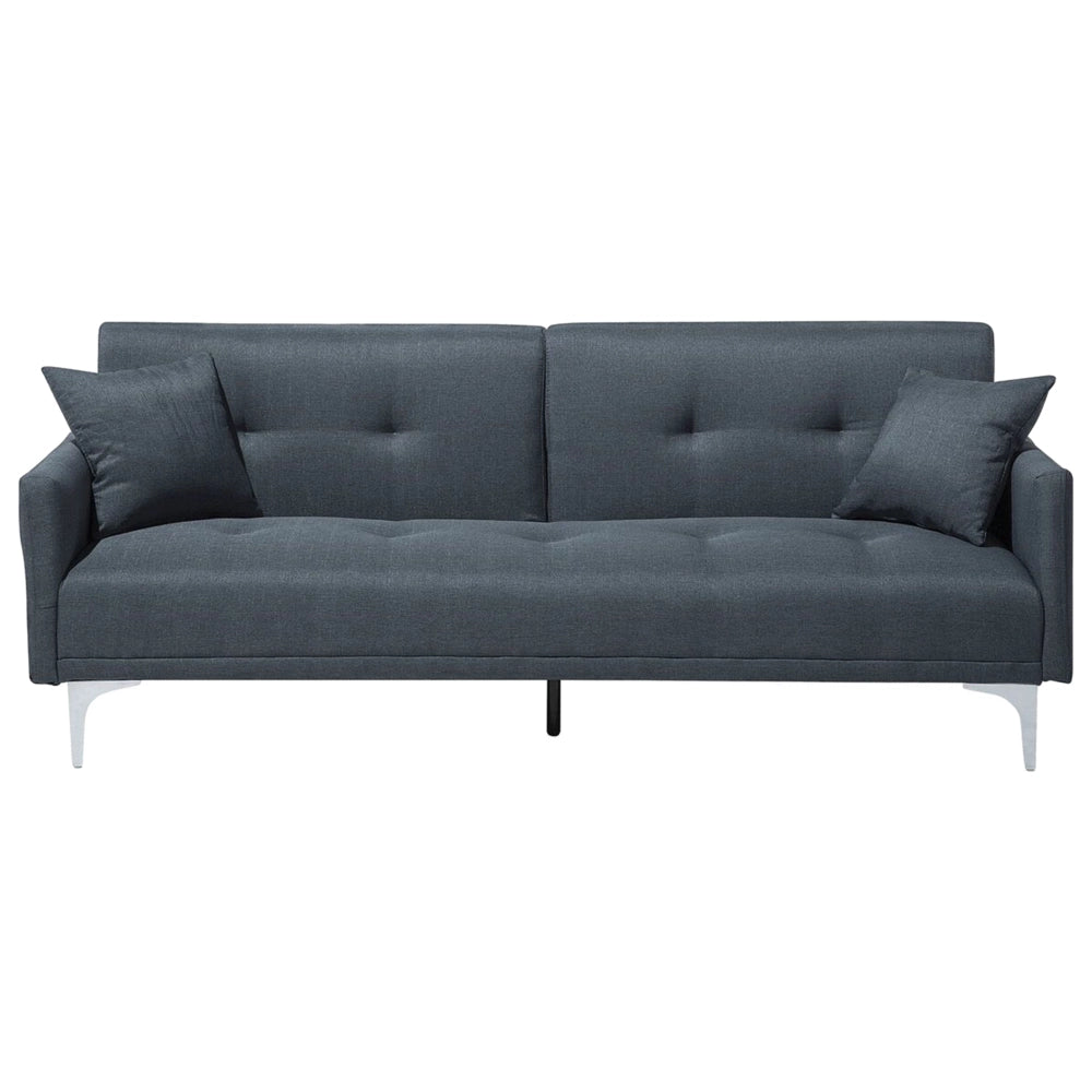 Divano Letto Blu Scuro 3 Posti Seduta Con Bottoni Click Clack Tessuto  colore Blu Scuro