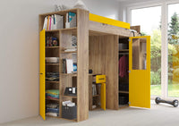 LETTO ARMADIO SCRIVANIA LIBRERIA BAMBINI VERANA P H190x120x236cm GIALLO ROVERE