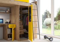 LETTO ARMADIO SCRIVANIA LIBRERIA BAMBINI VERANA P H190x120x236cm GIALLO ROVERE