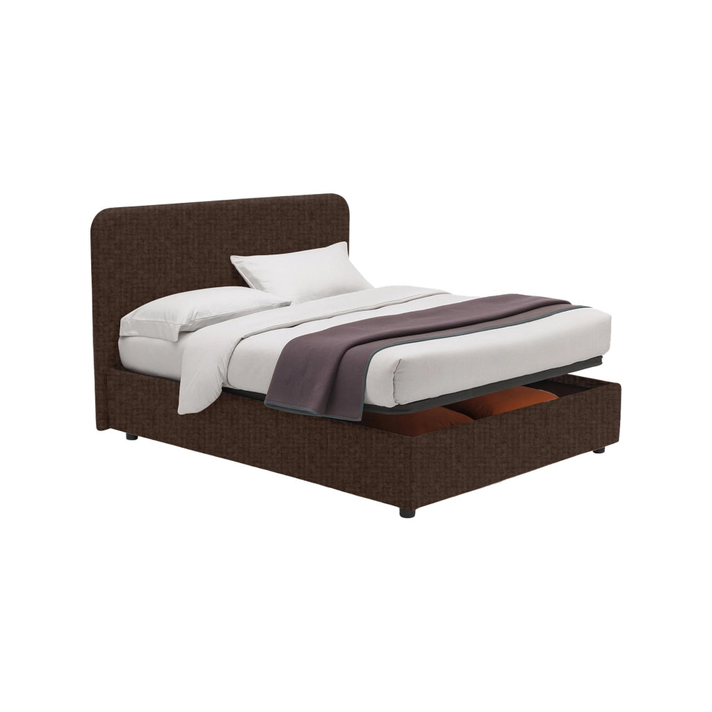 Slough, Letto Singolo Sfoderabile Made in Italy, Marrone