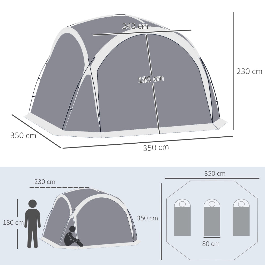 Tenda da campeggio per 6-8 persone ¨C zephmum ¨C 350x350x230 cm grigio e bianco