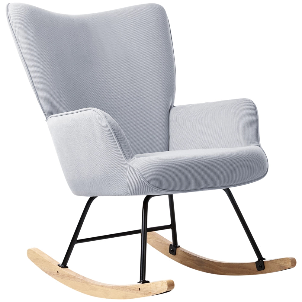 Poltrona a dondolo Azzurro Jumbo Corda Tappezzeria Metallo Gambe nere Confortevole Ampio schienale e braccioli Soggiorno Camera da letto