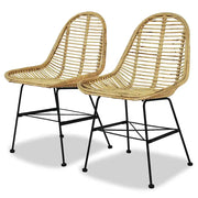 Sedie da Pranzo 2 pz in Rattan Naturale cod mxl 11916