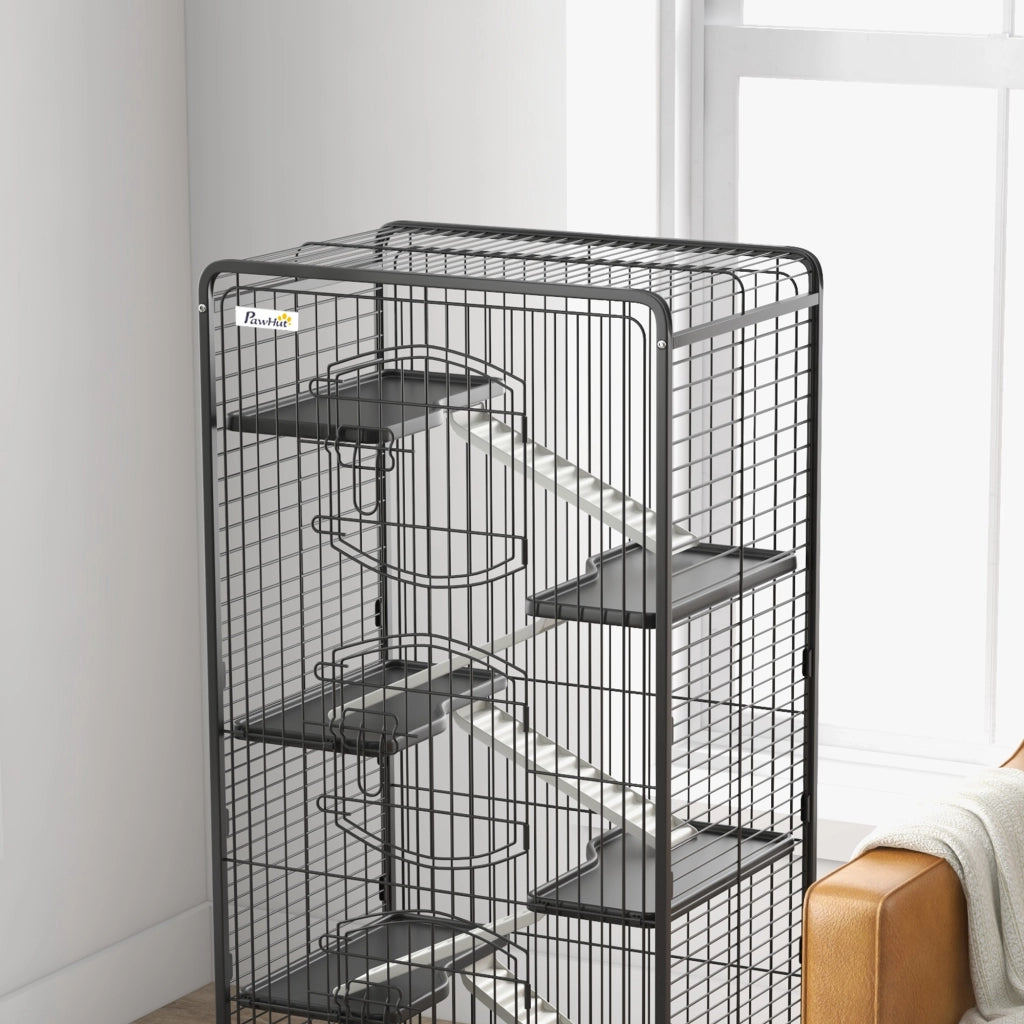 Gabbia per Piccoli Animali con Ruote ¨C zephmum ¨C Nero 61.5x44x131 cm