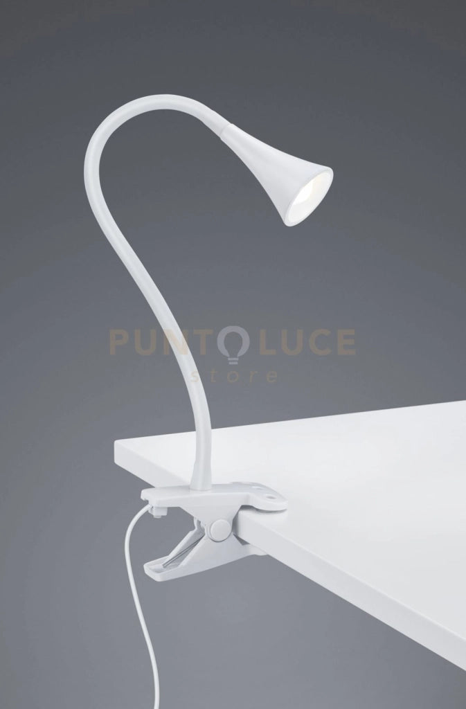 VIPER LAMPADA DA STUDIO LED 3W 400lm, 3000K FLESSIBILE CON PINZA BIANCA H. 35CM