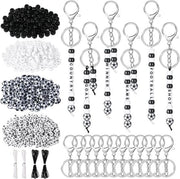 Kit di appoggio per chiavi da calcio - 566 pezzi - Acrilico/lega - Nero/Bianco - Fai da te - Creativi pendenti - Cassetto di conservazione - Kit di appoggio per chiavi