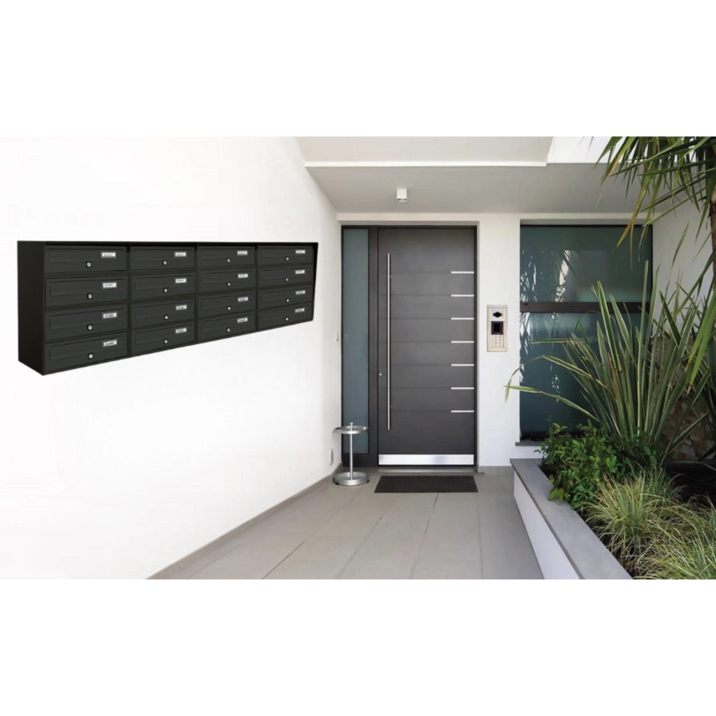 ALUBOX SLIM Cassette Postali Condominiali 16 Posti 50X154,5X30 Cm In Lamiera Zincata E Alluminio Cassetta Postale Da Esterno Condominiale Sistema Anti Prelievo Resistente All'Acqua