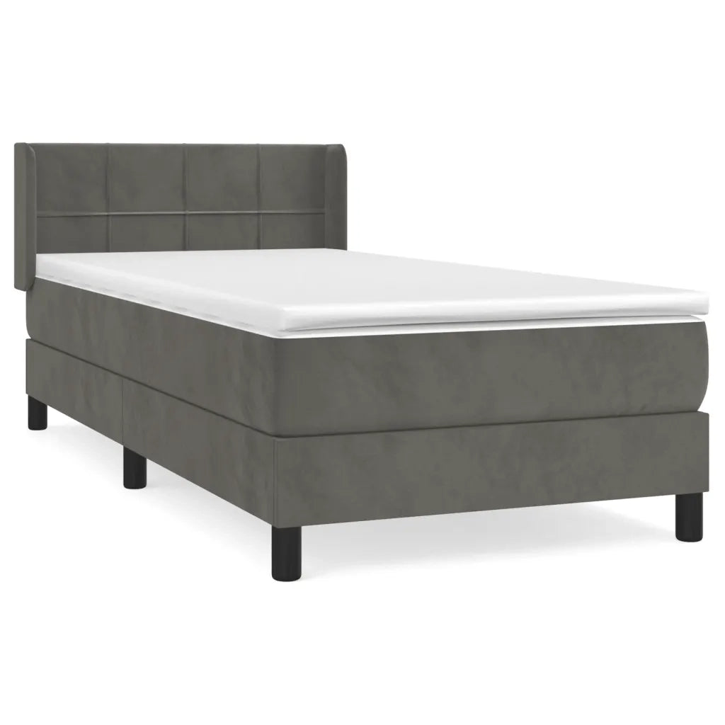 Giroletto a Molle con Materasso-Struttura Letto Grigio Scuro 80x200 cm Velluto 291082