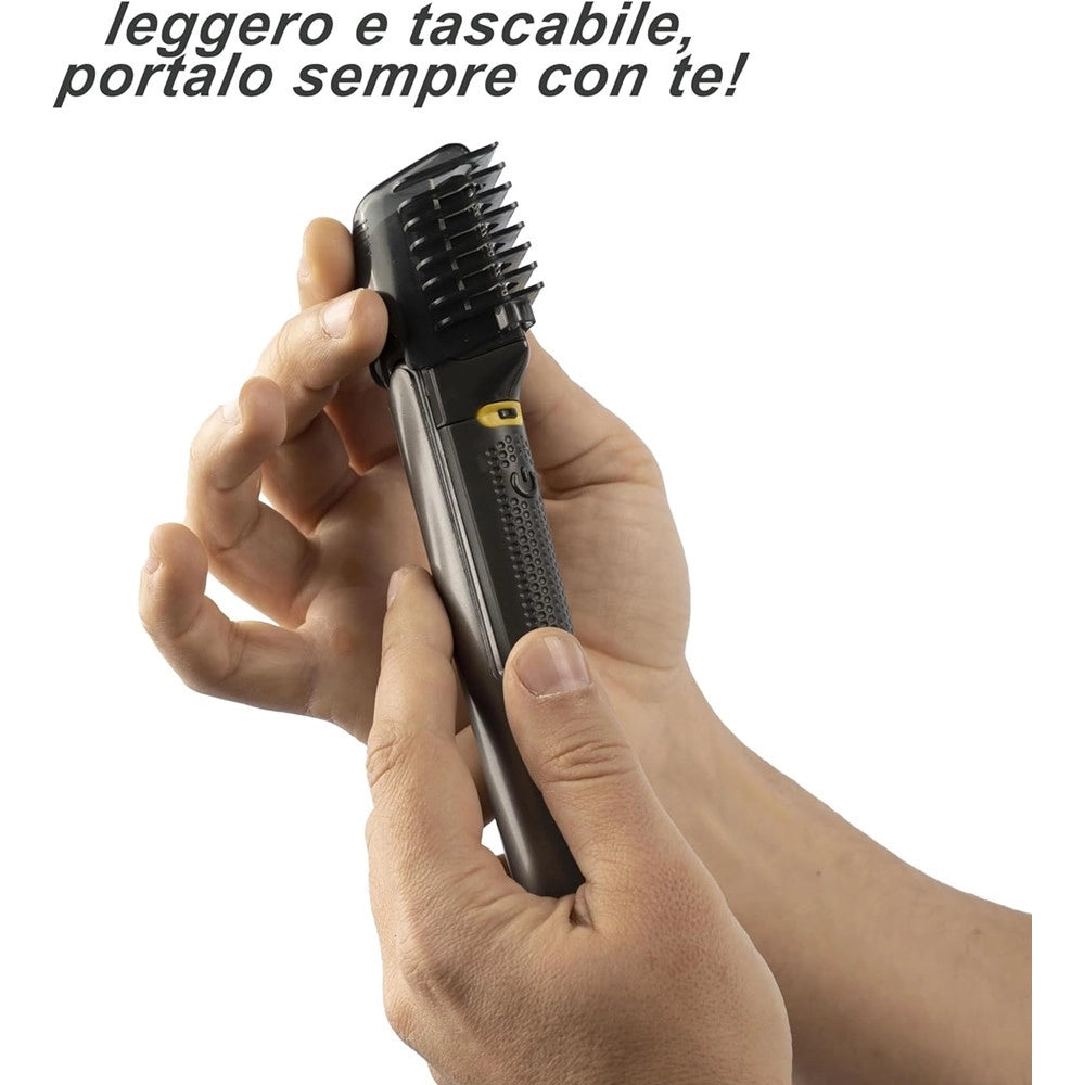 Trade Shop - Rasoio Professionale Elettrico Trim-max Senza Fili Luce Led Kit 5 Testine Barba Capelli -