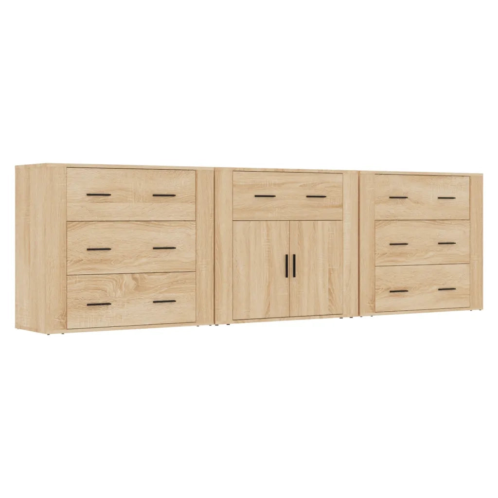 Credenze 3 pz Rovere Sonoma in Legno Multistrato 3185426