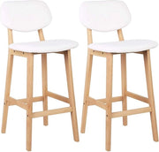Set di 2 sedute bar con schienale - Struttura in legno - Sedili ergonomici - Cucina - Bianco - Altezza seduta 65cm