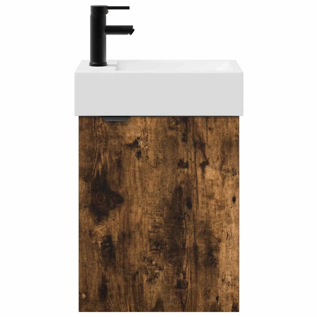 Mobile bagno con rubinetto Rovere Fumo 45,5 x 22,5 x 84 cm 889429
