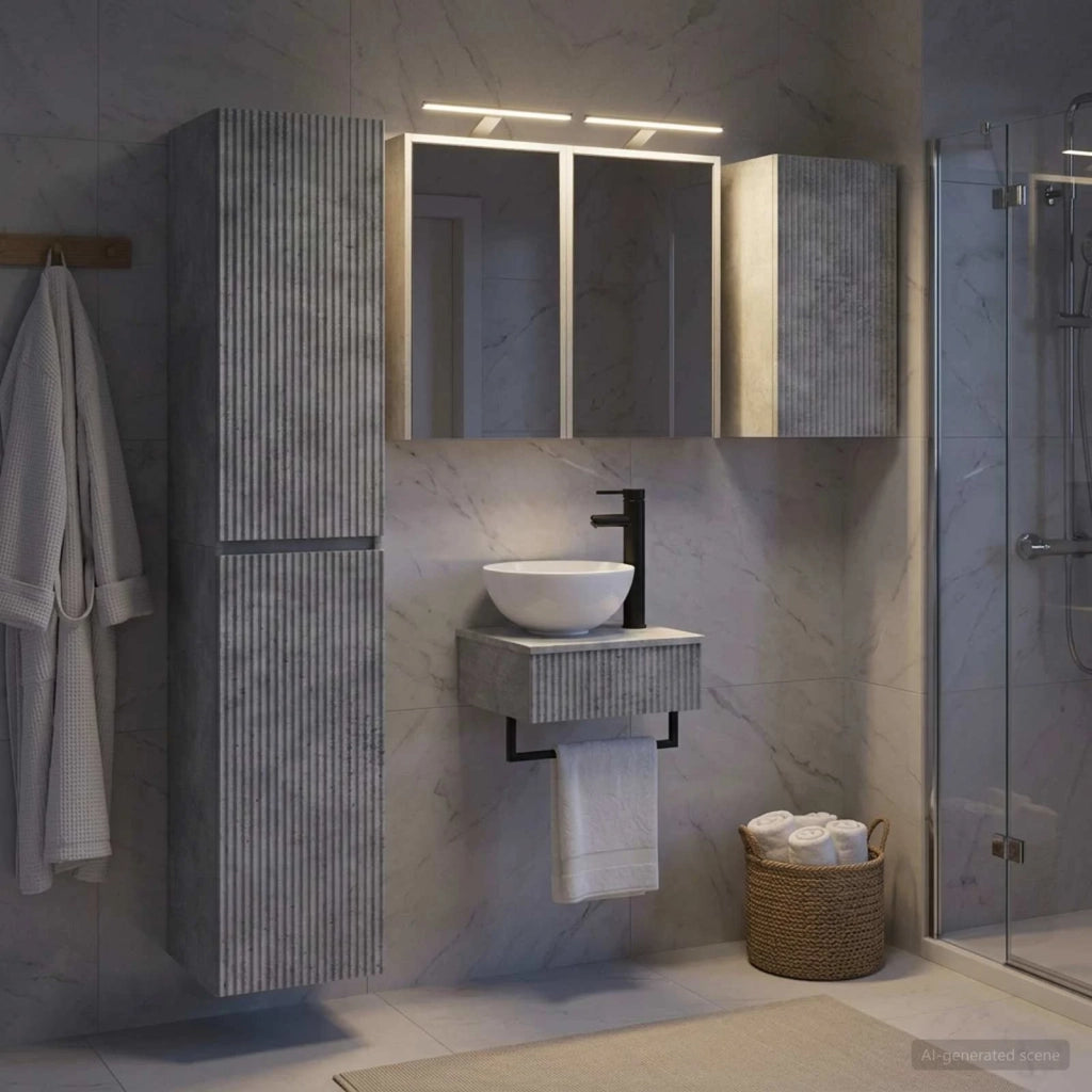 Set di mobili per il bagno 5 pcs Grigio Cemento 3407250