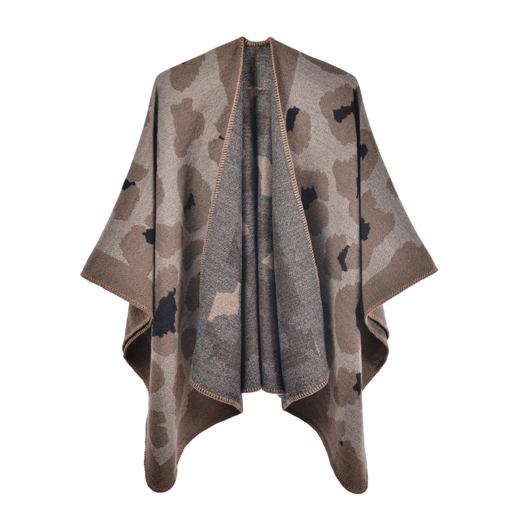 Sciarpa da donna di nuovo stile con stampa leopardata, mantella in cashmere con spacco