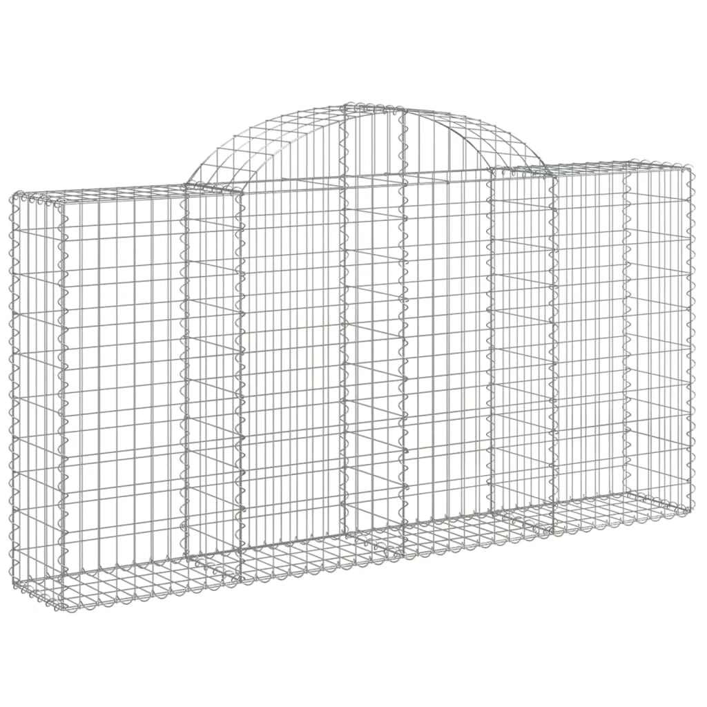 Set di 9 gabbioni ad arco per recinzione gabbia o muro di contenimento 200 x 30 x 100/120 cm ferro zincato argento 02_0041241