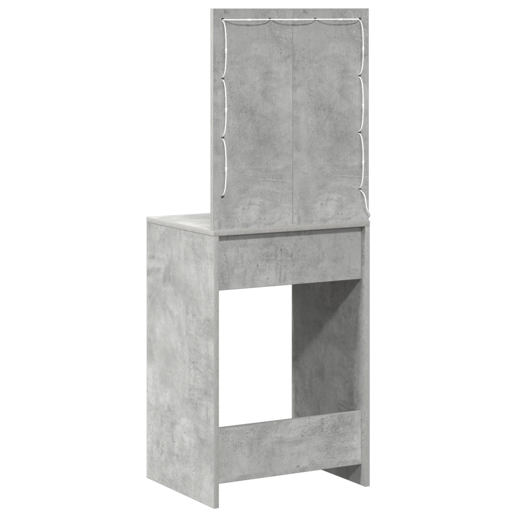 Tavolo da Trucco con Luci LED in Grigio Cemento, 50x41x135 cm