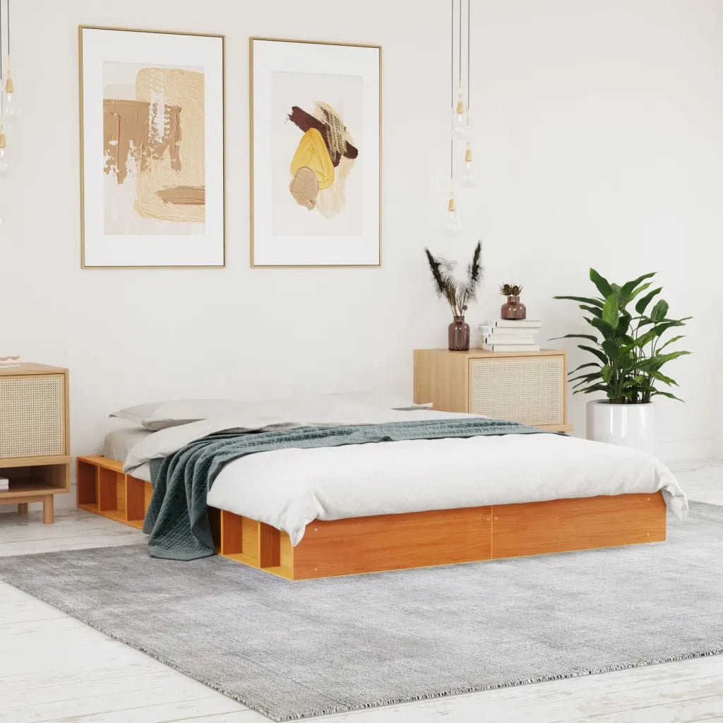 Letto senza Materasso Marrone Cera 120x200 cm in Legno di Pino 844429