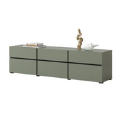 Mobile TV colore verde salvia 180cm collezione HAVANA. Mobile design con 3 porte e 3 cassetti.