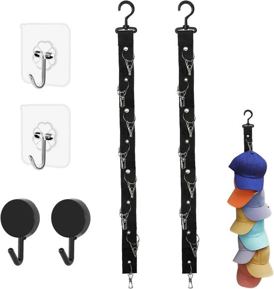 Supporto per basecap con ganci - 2 pezzi - 16 clip - 16 clip supporto per basecap con ganci