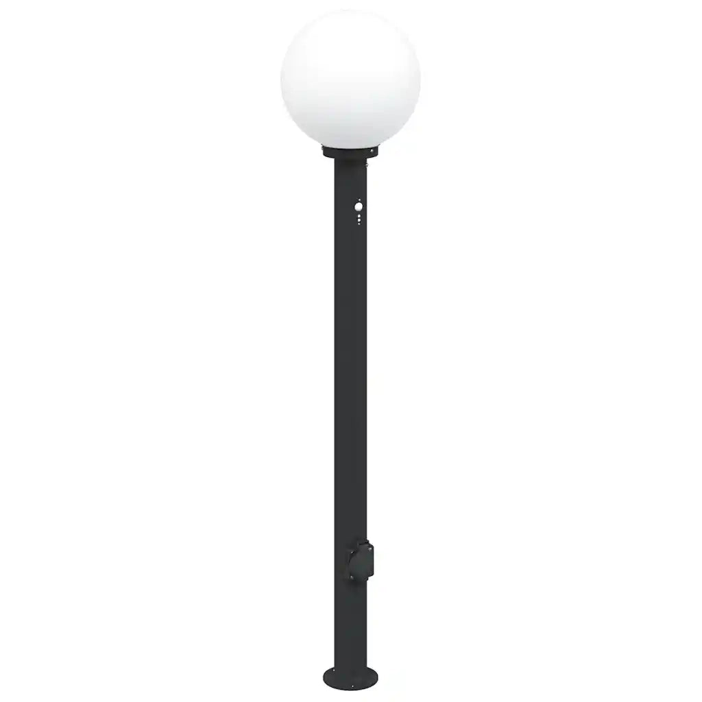 Lampioni a paletto con sensore e presa 3 pz 120 cm neri IP44 4006126