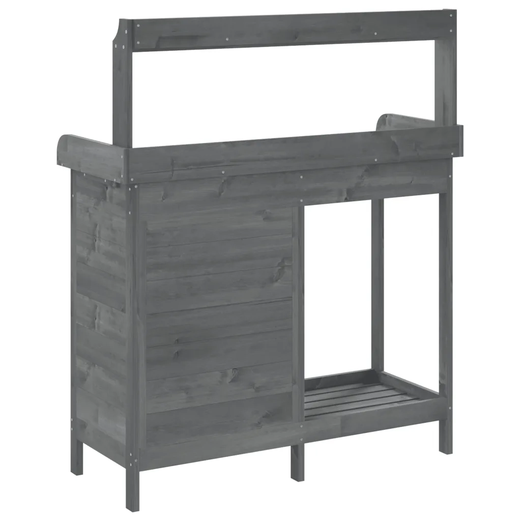 Tavolo Invaso con Mobile-Fioriera Multifunzione Grigio 110,5x45x124,5cm Massello Abete