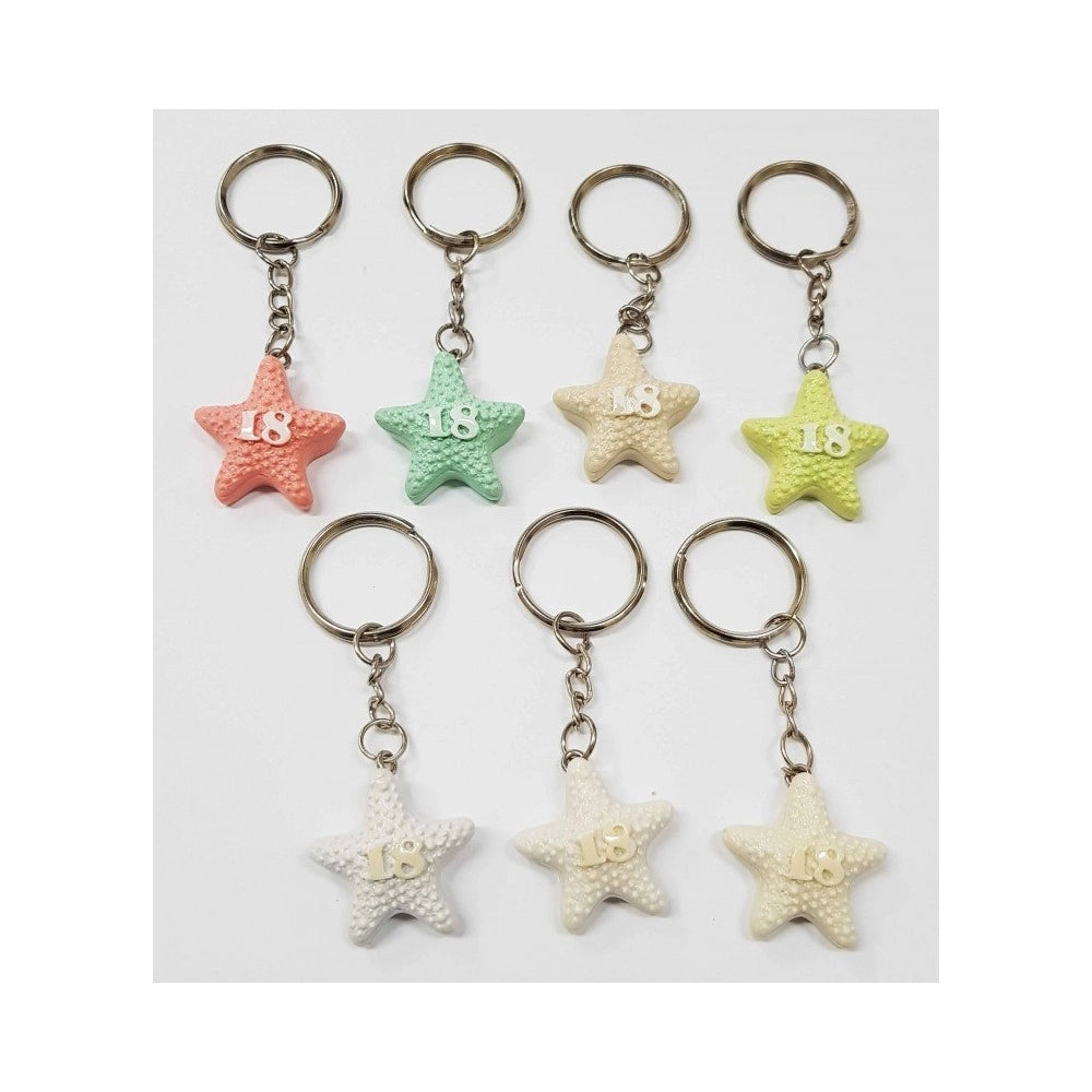 Trade Shop - Set Bomboniera Bomboniere Stella Marina 18 Anni Compleanno Ceramica Porta Chiavi -