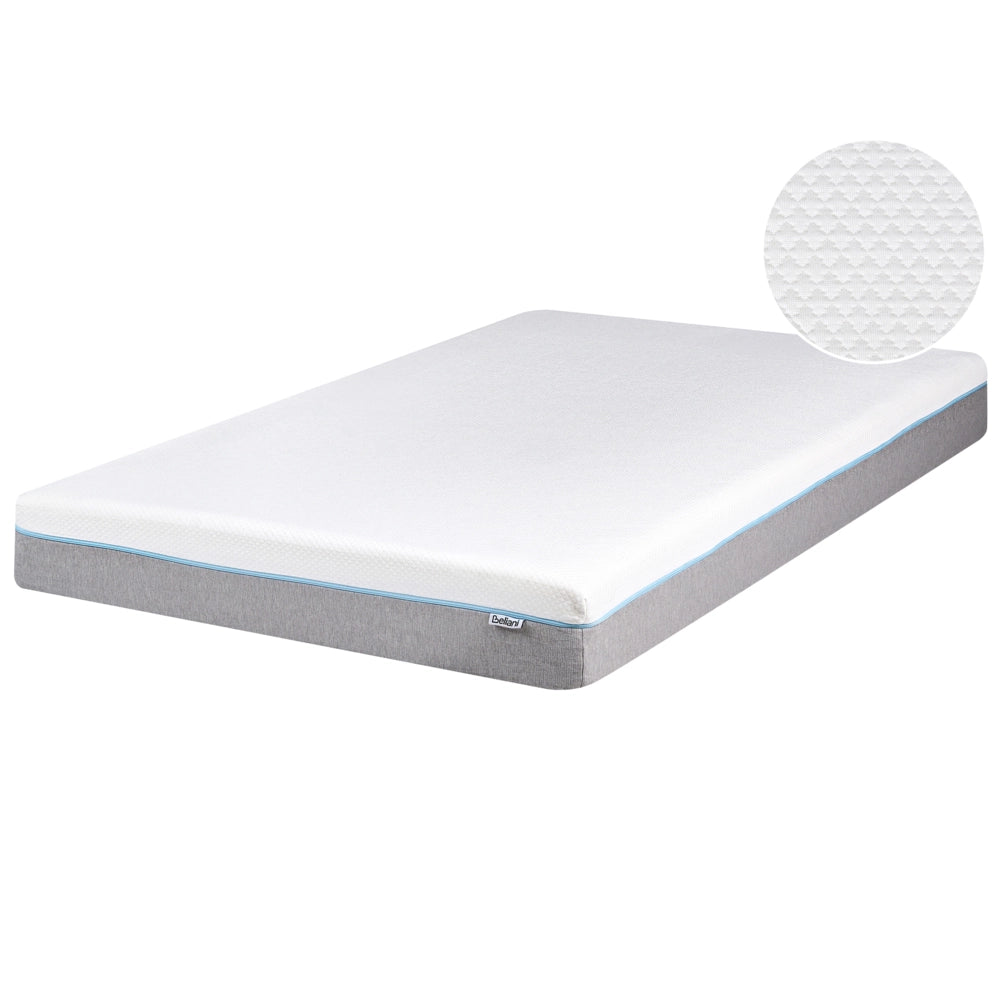 Materasso in Memory Foam Bianco con Tessuto Grigio Duro 140 x 200 cm
