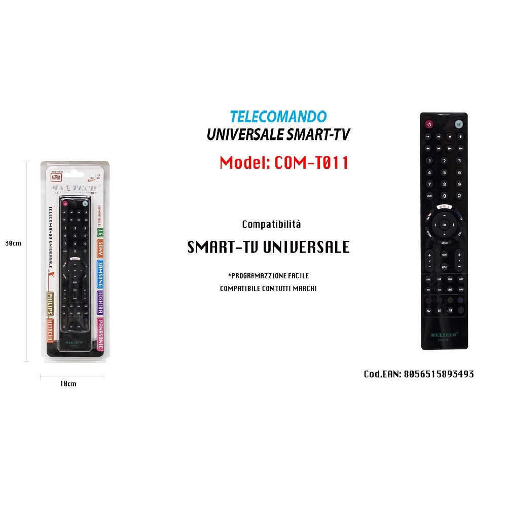 Trade Shop - Telecomando Universale Compatibile Serietv You Tube Tv Smart 3d Maxtech Com-t011 -