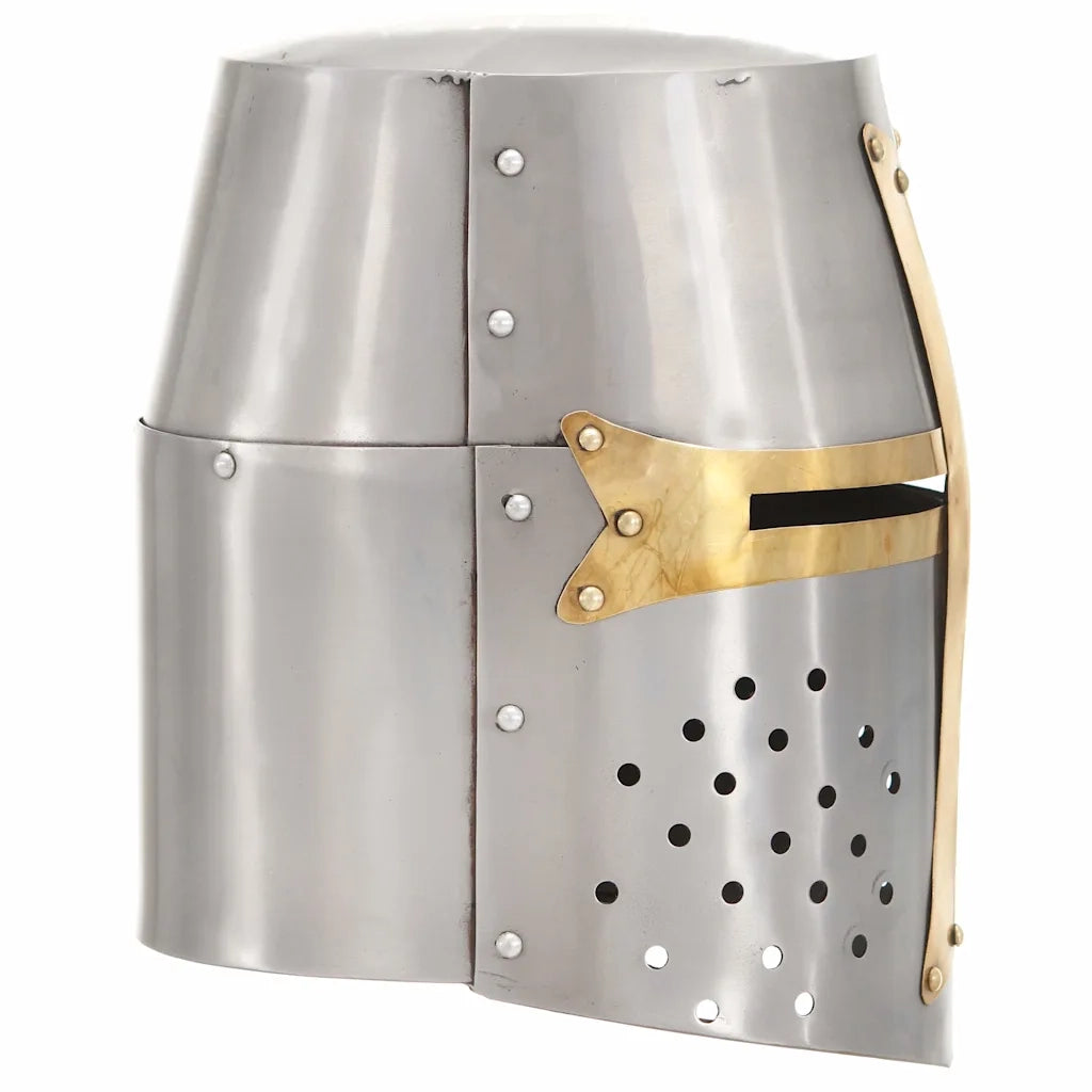 Elmo da Cavaliere Medievale Crociato Replica LARP Argento CFW6290669