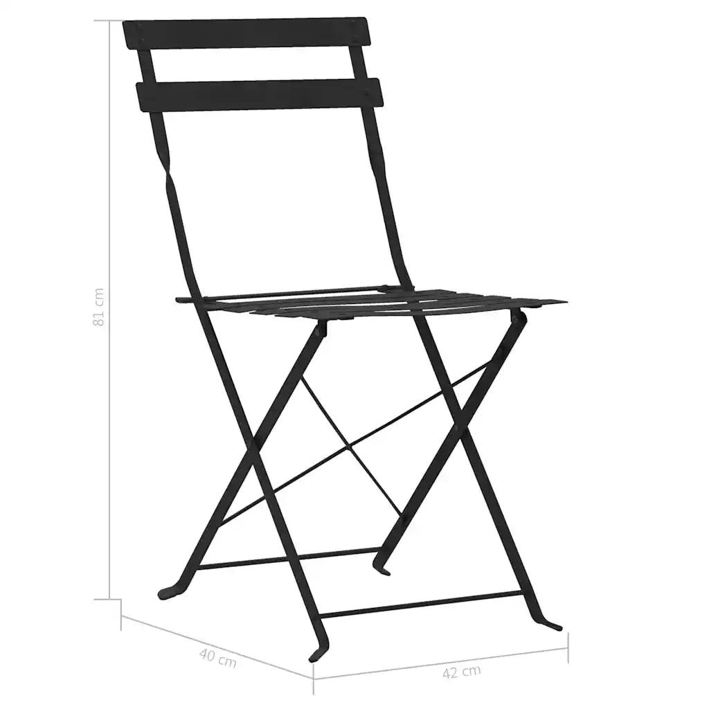 Set da Bistrot 3 pz | Set Salotto da Giardino in Acciaio Nero