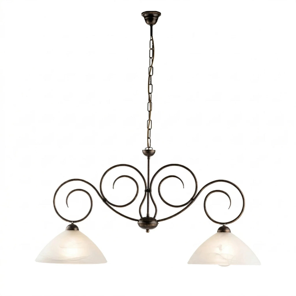 Lampadario Rustico Milly 2 Luci Marrone e Bianco LuceArt Classic