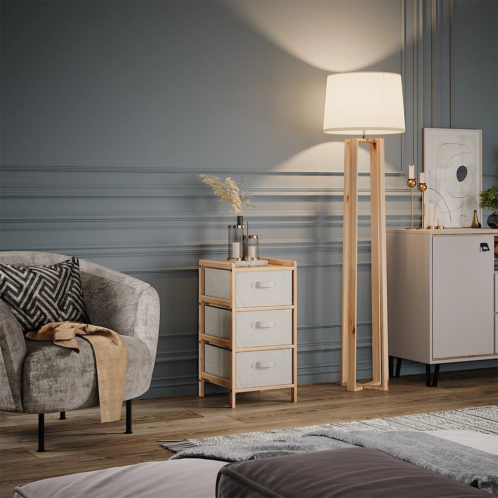 Vicco Mobile da bagno Beige 34.5 x 67 cm con 3 cassetti in tessuto