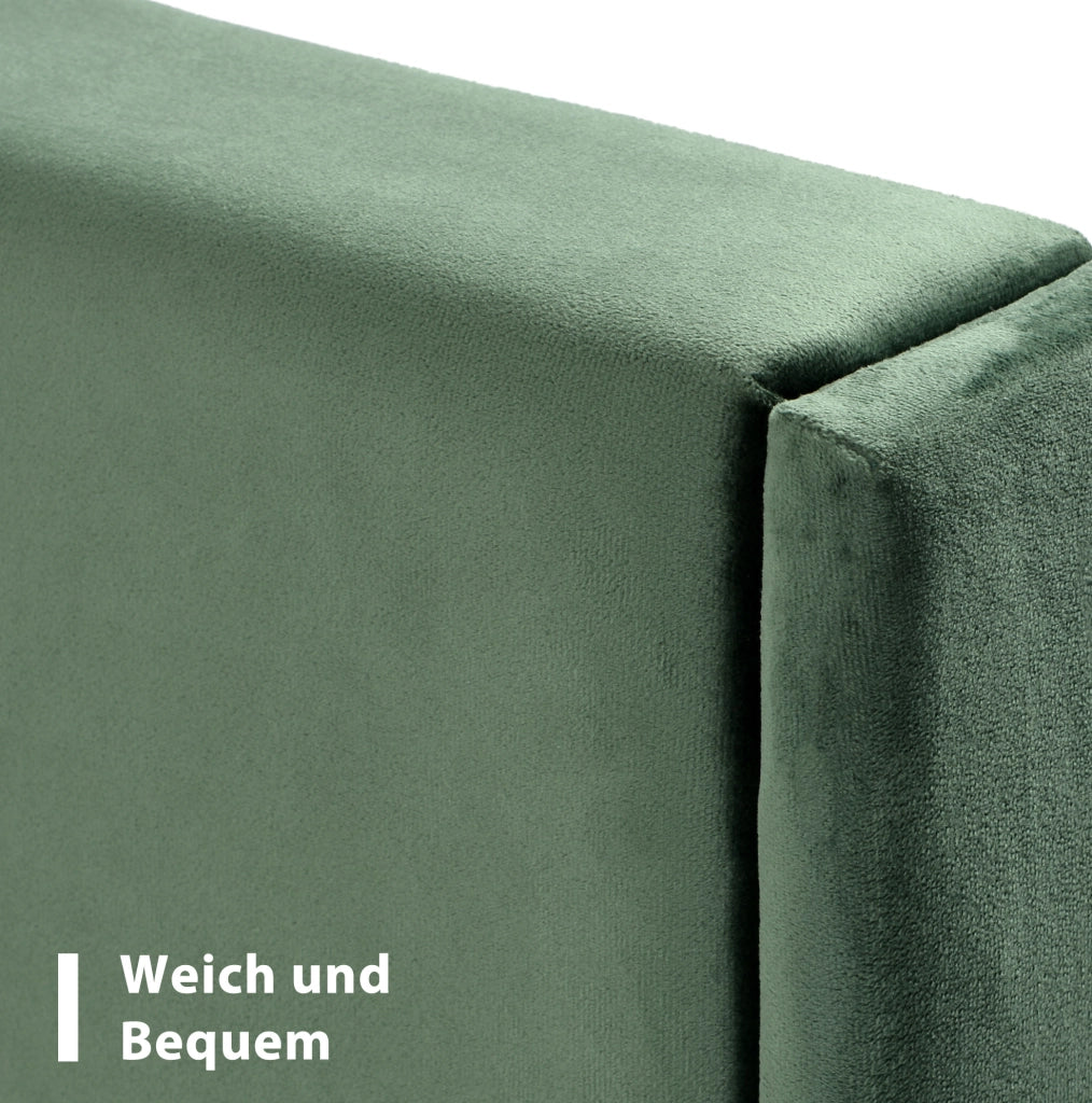 Letto imbottito 90x200 cm in velluto verde scuro con rete