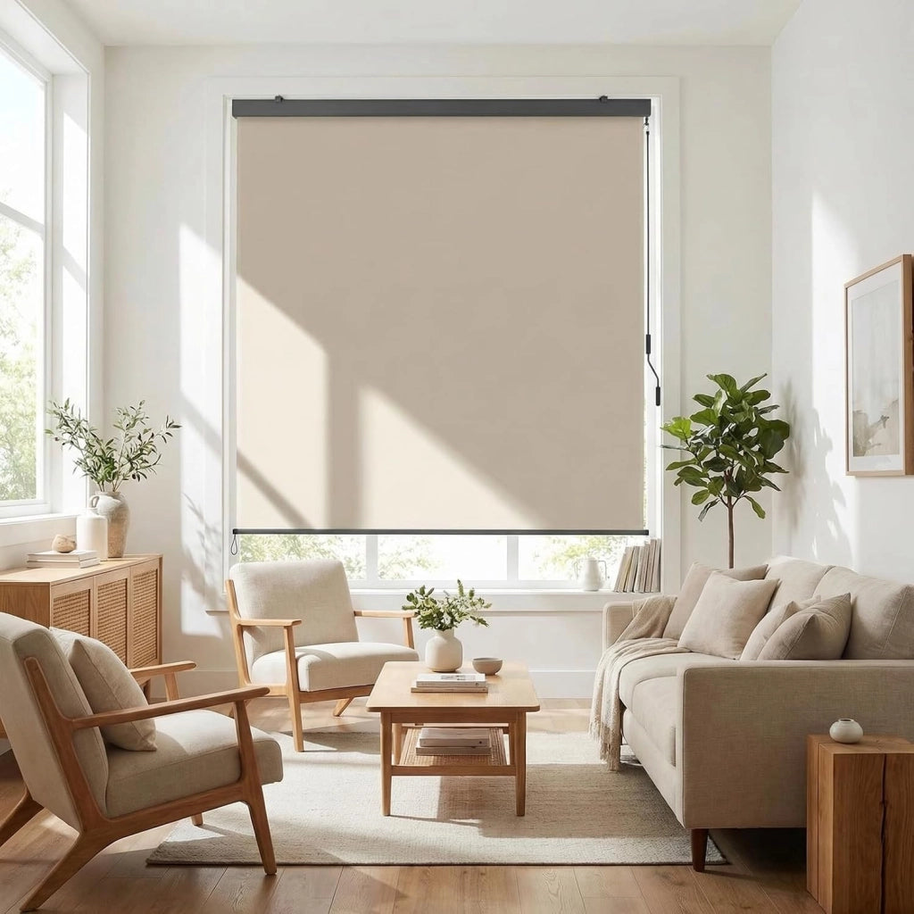 Tenda da sole verticale 180x250 cm, tenda verticale con manovella per interni ed esterni, con scatola per tende, protezione solare, protezione dal vento e privacy, per balcone, terrazza e
