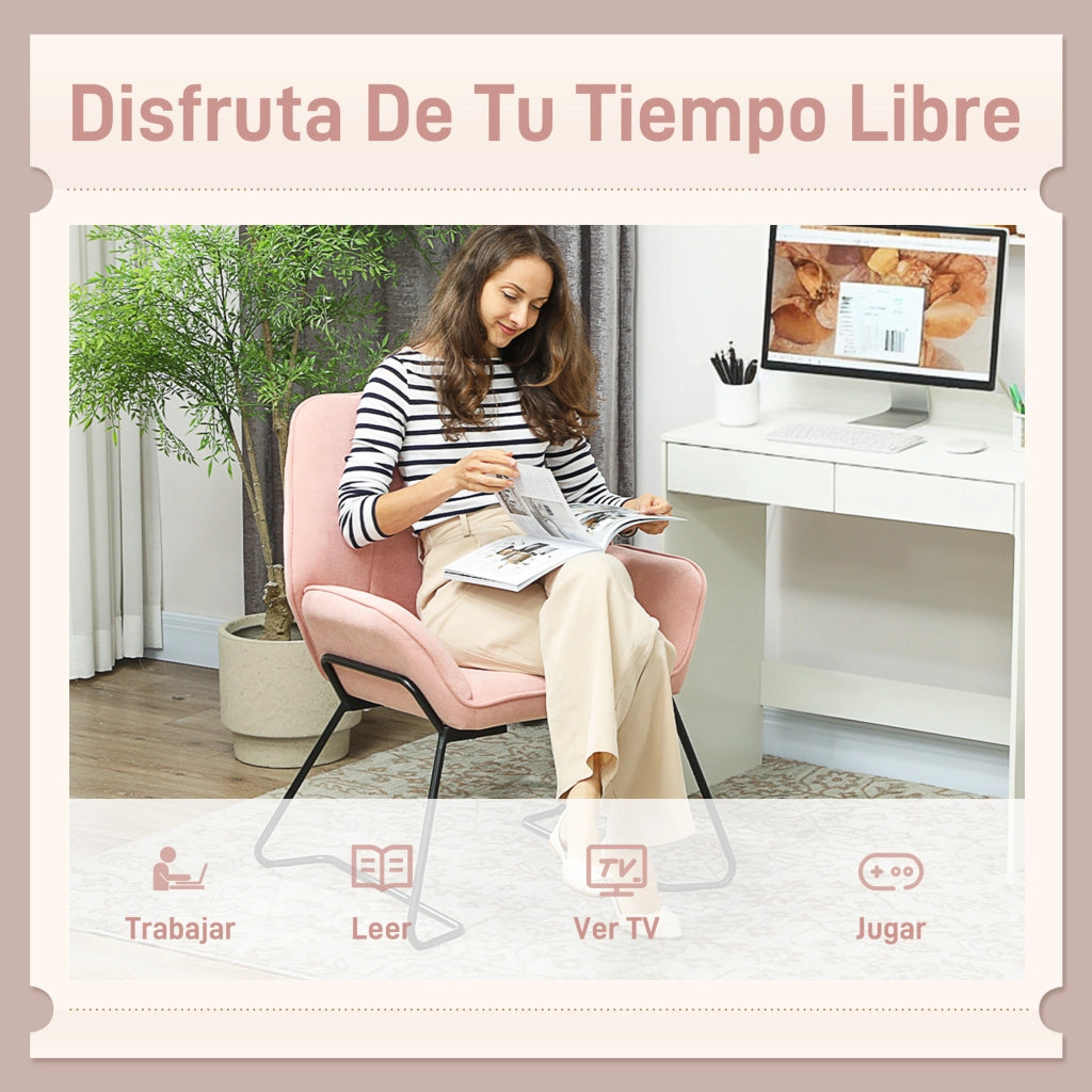 Poltrona imbottita in velluto ¨C zephmum ¨C rosa con gambe in metallo