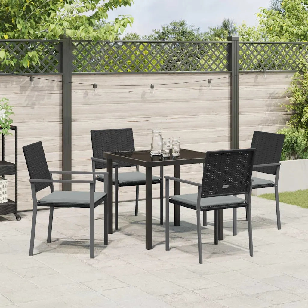 Set da Pranzo per Giardino 5 pcs Nero e Grigio Chiaro 3379073