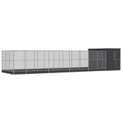 Voliera a gabbia con estensione in argento 1118 x 303 x 216 cm acciaio argento 02_0045645