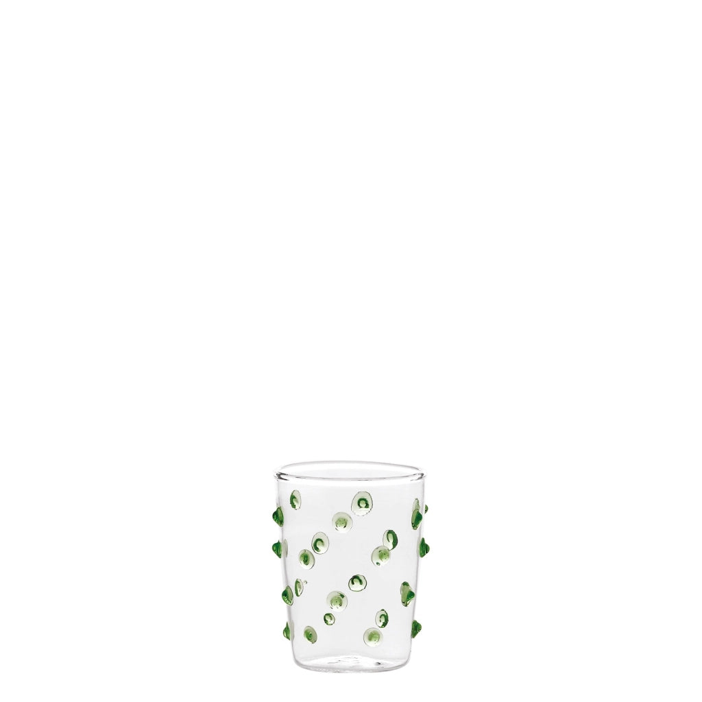 Zafferano Set 6 Bicchieri Party Tumbler Junior in Vetro Borosilicato Verde - Bicchierini decorati a pois per liquori, salse e tavole vivaci