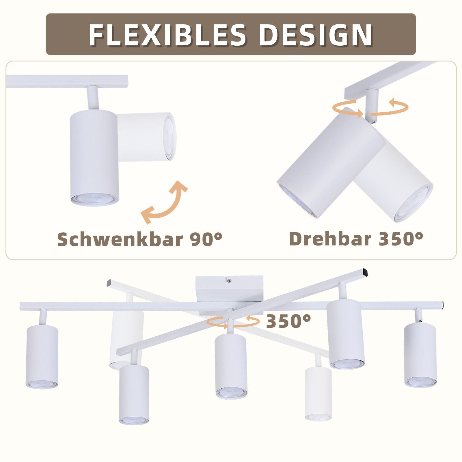 ZMH Faretto da soffitto 5 fiamme bianco GU10 faretti lampada da soffitto per camera da letto