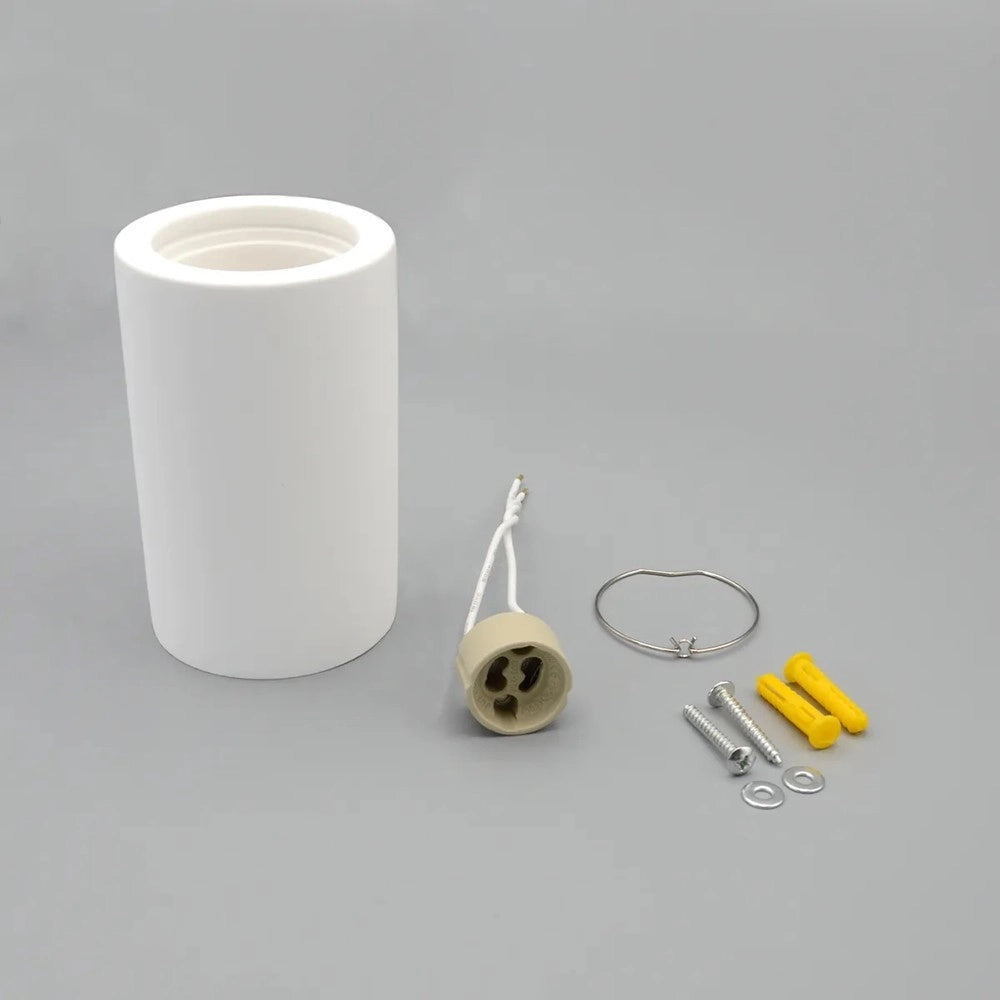 Trade Shop - Porta Faretto Lampada Soffitto Gu10 Cilindro Gesso H110mm Verniciabile Gs-c110-t -