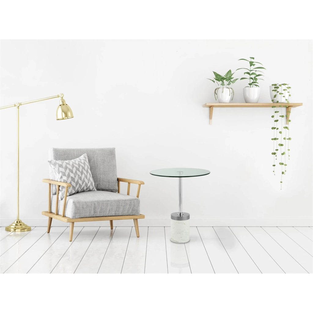 Tavolino da salotto Lana con base in marmo e vetro