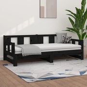 Dormeuse Estraibile Nera in Legno Massello di Pino 2x(80x200)cm 820291