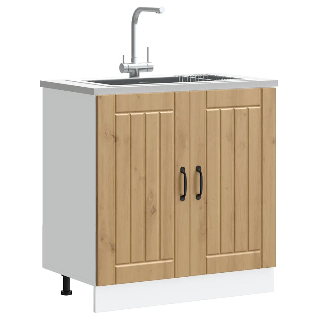 Mobile Base Lavello Lucca Rovere Artigianale Legno Multistrato 853696