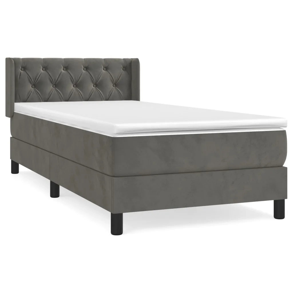 Giroletto a Molle con Materasso-Struttura Letto Grigio Scuro 80x200 cm Velluto 326434