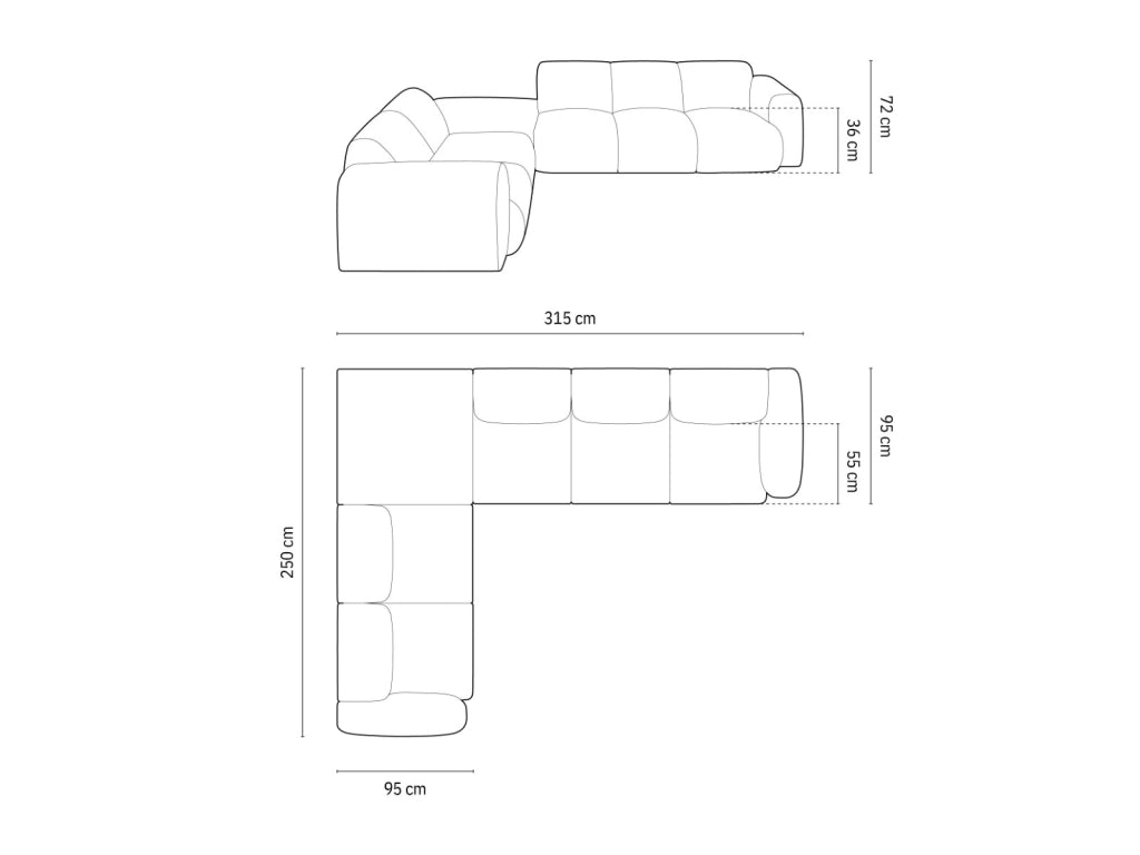Cosmopolitan Design - Divano angolare sinistro "Nolio" 4 posti in ciniglia grigio chiaro 